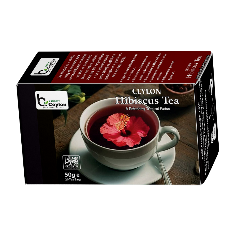 Side view of a Leafy Ceylon hibiscus tea box