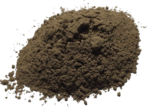 A mound of finely ground dark botanical powder